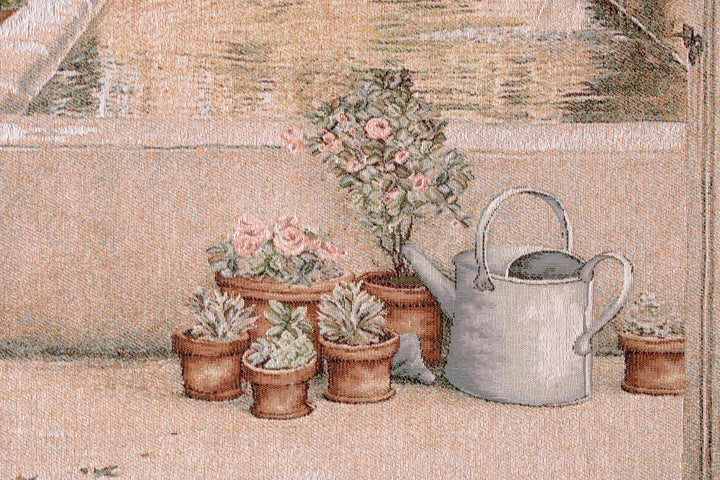 Beiger Gobelin Wandteppich – Landschaft der Provence (Jacquard gewebt)