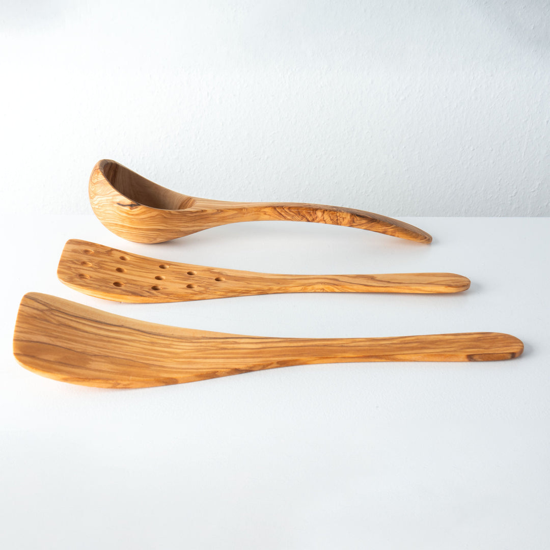 Handgefertigtes Olivenholz-Küchenutensilien-Set (3-teilig)
