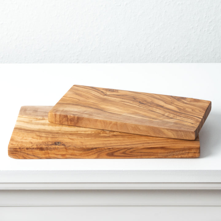 Handgefertigtes Olivenholz-Schneidebrett-Set – rechteckig (2-teilig)