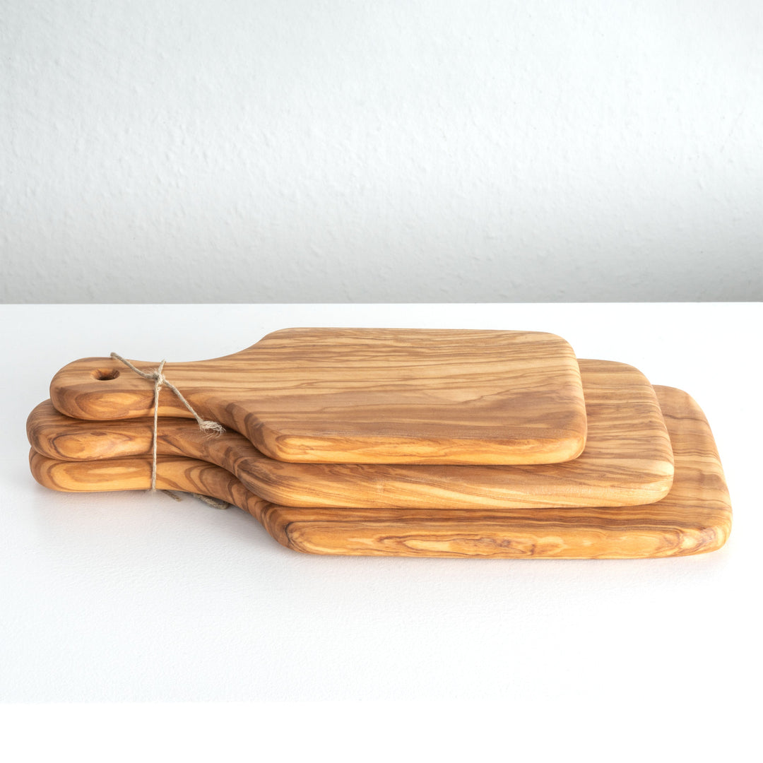 Handgefertigtes Olivenholz-Schneidebrett-Set – Geschenkset (3-teilig)