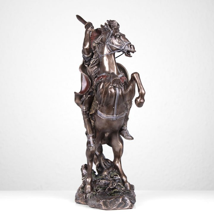 Alexander der Große auf Pferd (Bronzierte Skulptur aus Kunstharz)