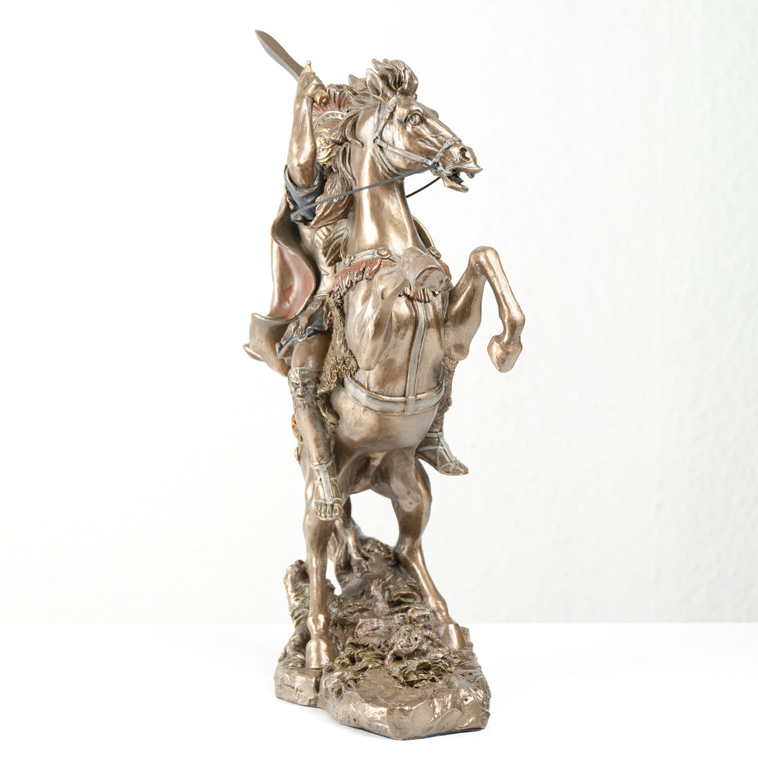 Alexander der Große auf Pferd (Bronzierte Skulptur aus Kunstharz)