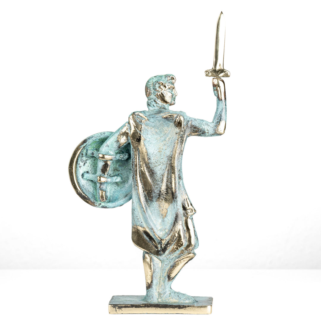 Alexander der Grosse – Krieger mit Schwert und Schild (Messing Skulptur)