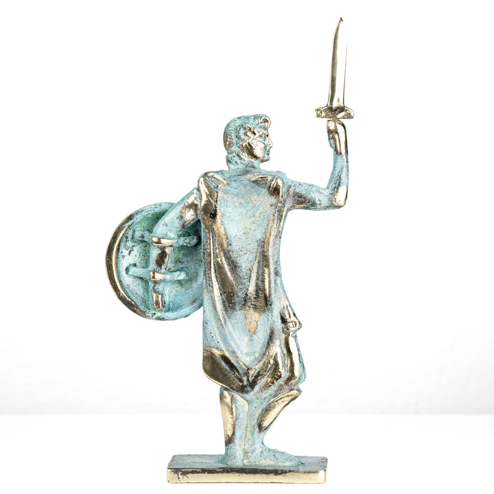 Alexander der Grosse – Krieger mit Schwert und Schild (Messing Skulptur)