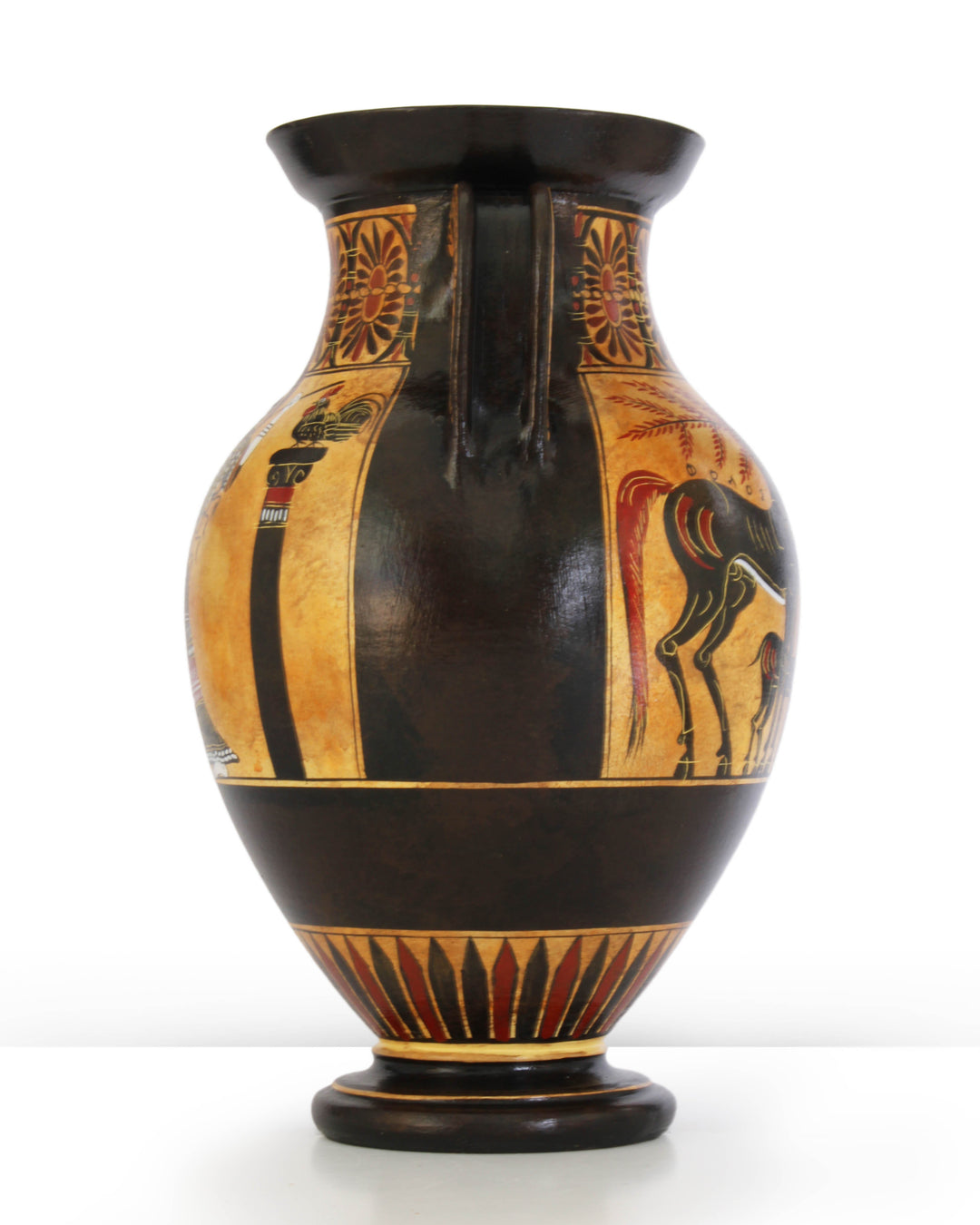 Antike griechische schwarzfigurige Bauchamphore mit Athena und Herakles