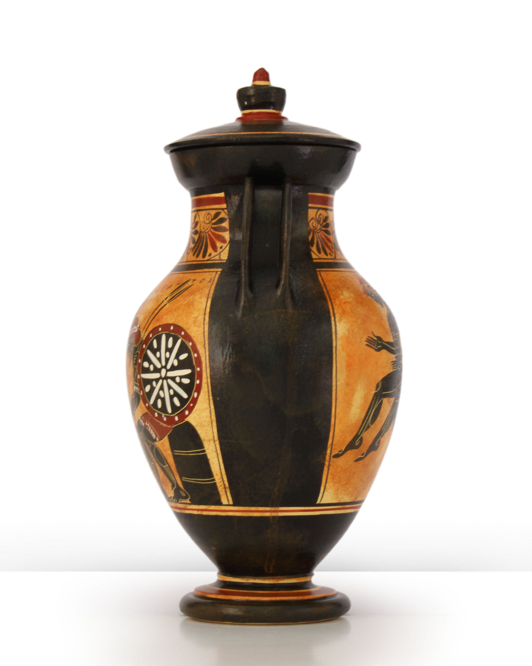 Antike griechische schwarzfigurige Bauchamphore mit Ajax und Achilles