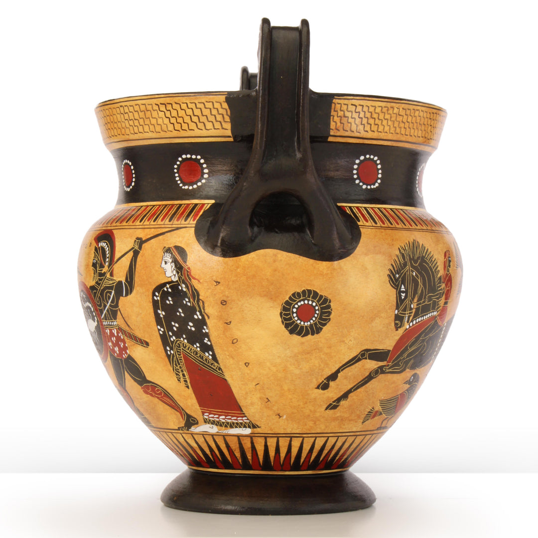 Antiker griechischer schwarzfiguriger chalkidischer Krater mit Achilles und Hektor
