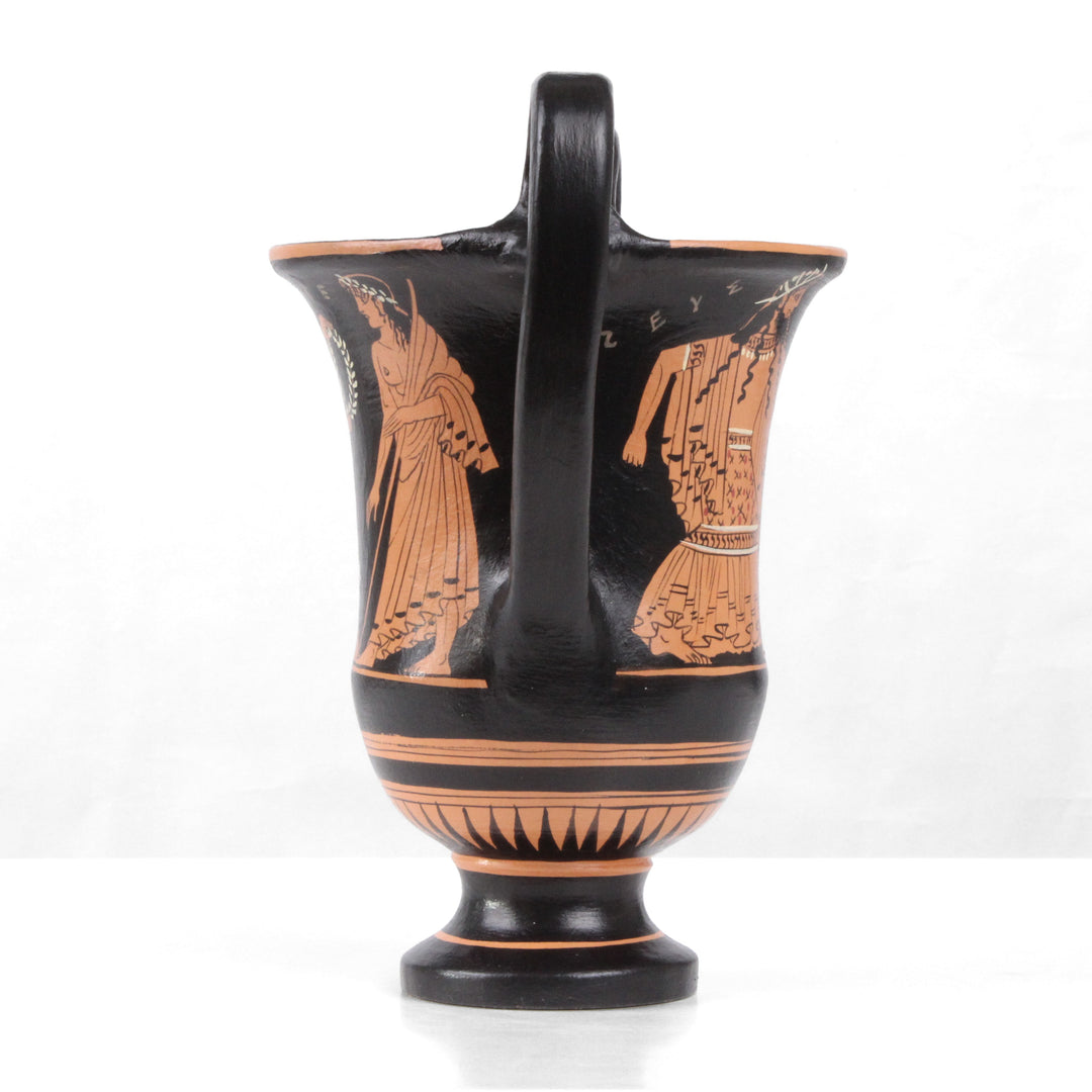 Antike griechische rotfigurige Kantharos Vase mit Nike und Zeus