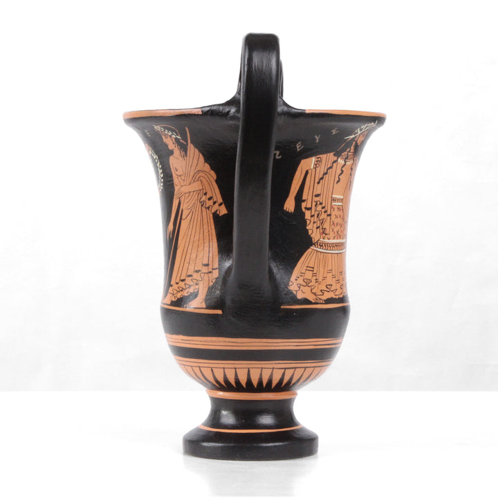 Antike griechische rotfigurige Kantharos Vase mit Nike und Zeus