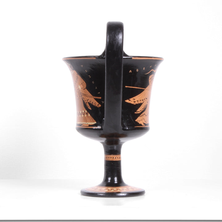 Antike griechische rotfigurige Kantharos Vase mit Demeter und Athena