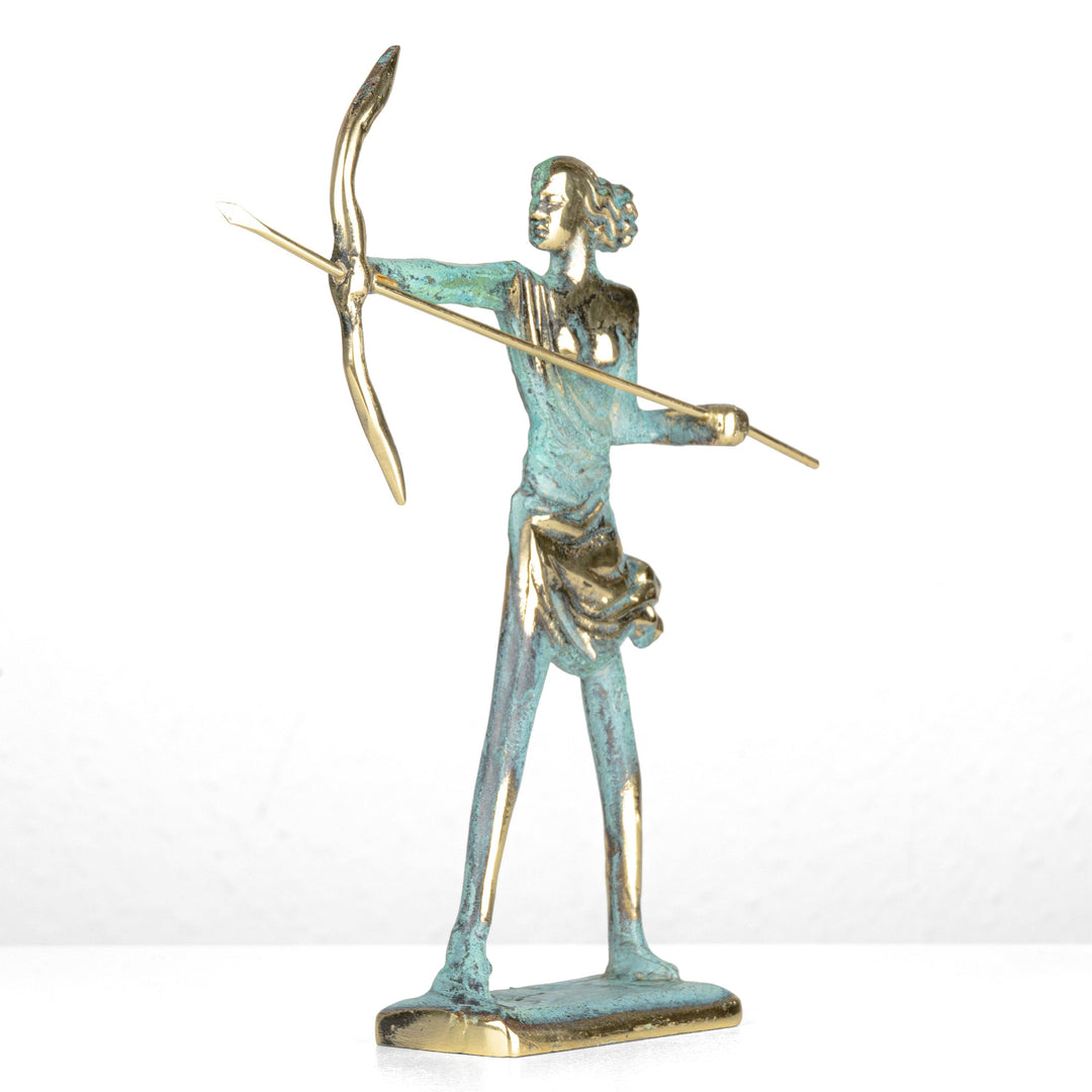 Bogenschützin Statue — Artemis griechische Göttin der Jagd (Messingskulptur)