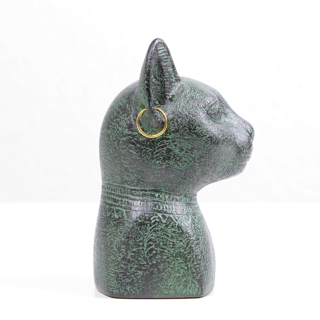 Bastet Statue – Bronzierte Ägyptische Skulptur aus Kunstharz