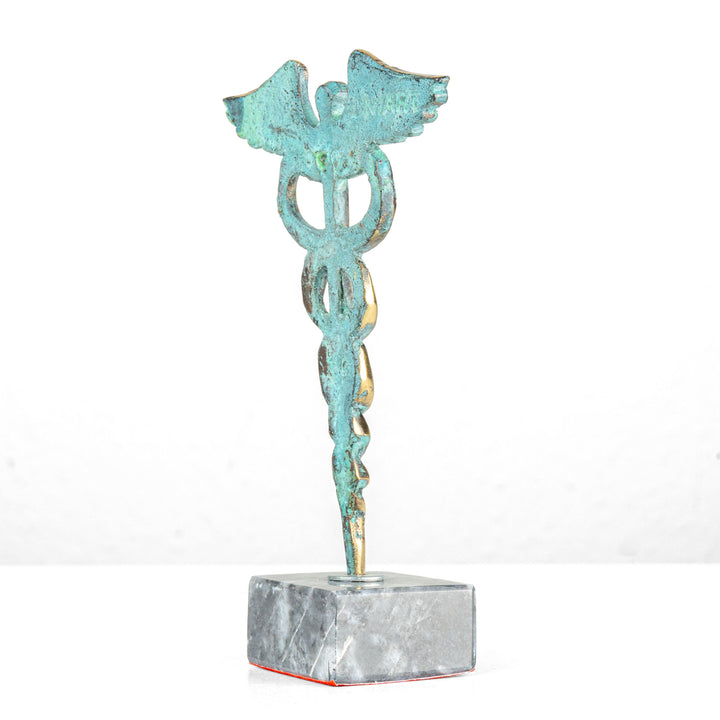 Kaduzeus Statue — Symbol für Medizin & Heilung (Messingskulptur)