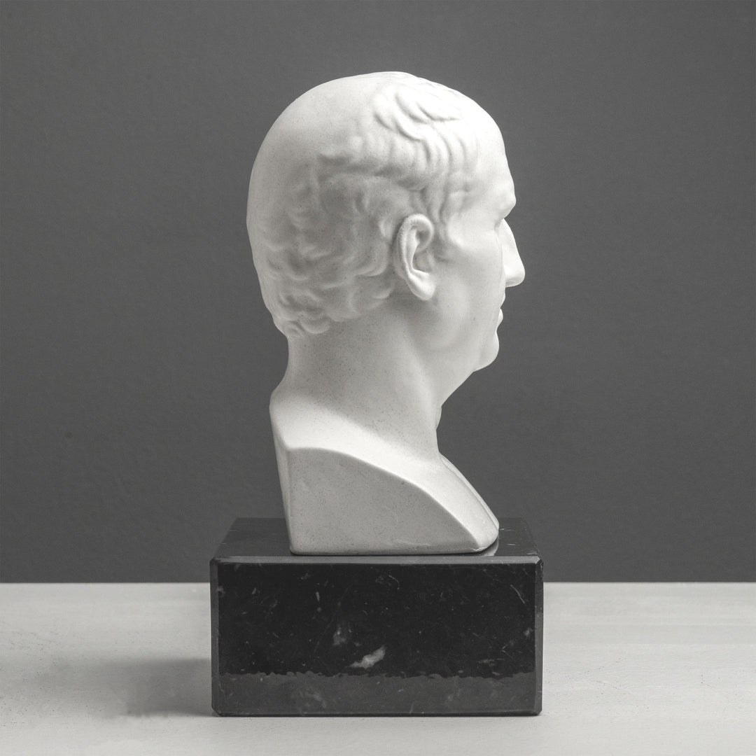Cicero Büste – Buchstütze mit schwarzem Marmorsockel