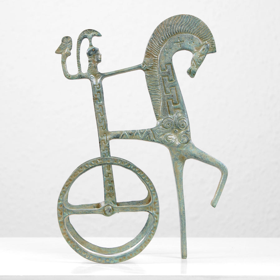 Griechischer Streitwagen mit Pferden – Bronze Skulptur