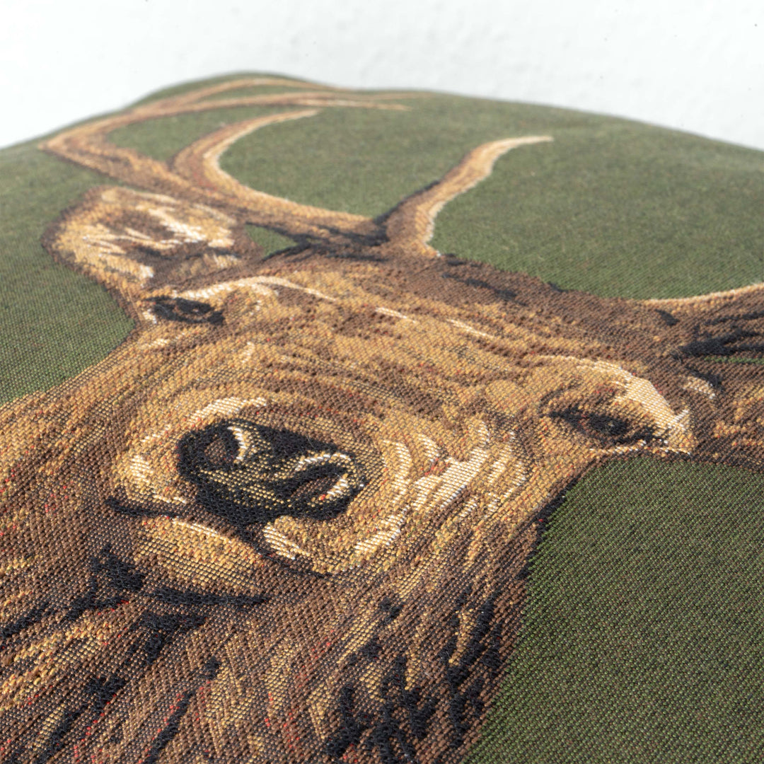 Gobelin-Kissen mit Hirschmotiv (Grün)