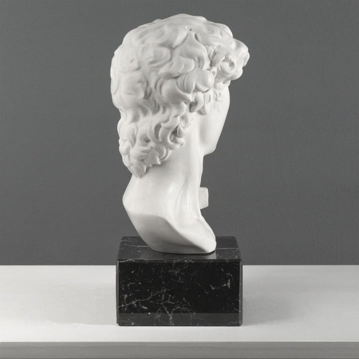 David Büste von Michelangelo mit schwarzem Marmorsockel (Groß)