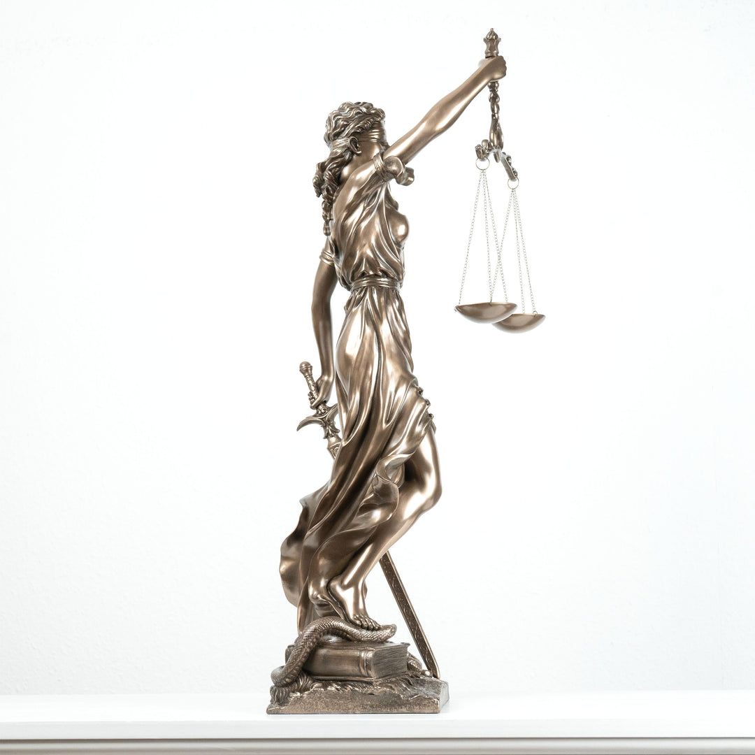 Justitia Statue (Groß, Bronzierte Skulptur aus Kunstharz)