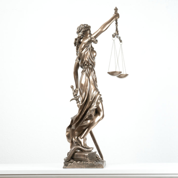 Justitia Statue (Groß, Bronzierte Skulptur aus Kunstharz)