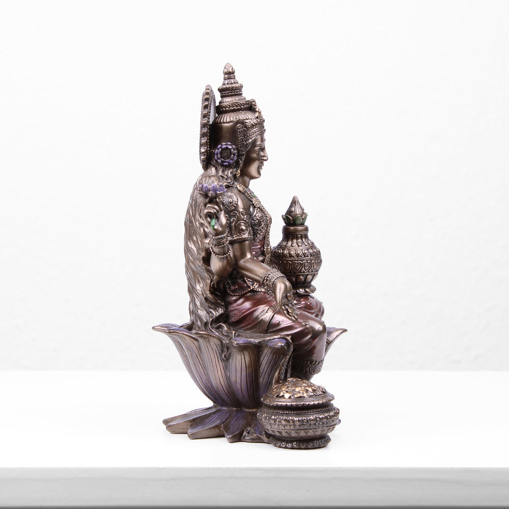 Lakshmi Indische Goettin Statue (Kaltguss-Bronze Skulptur)