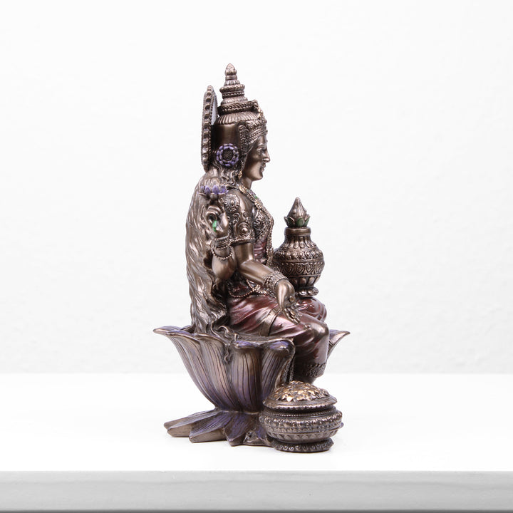 Lakshmi Indische Goettin Statue (Kaltguss-Bronze Skulptur)