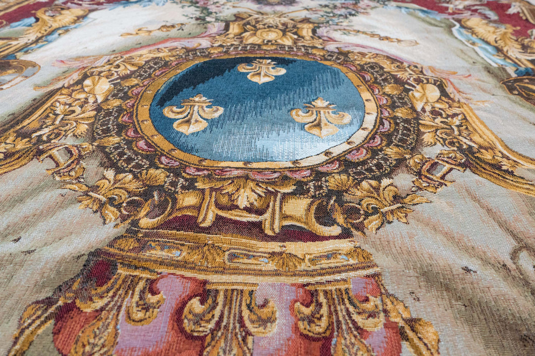 Großes Wappen – Gobelin Wandteppich (Jacquard gewebt) – Roter Hintergrund