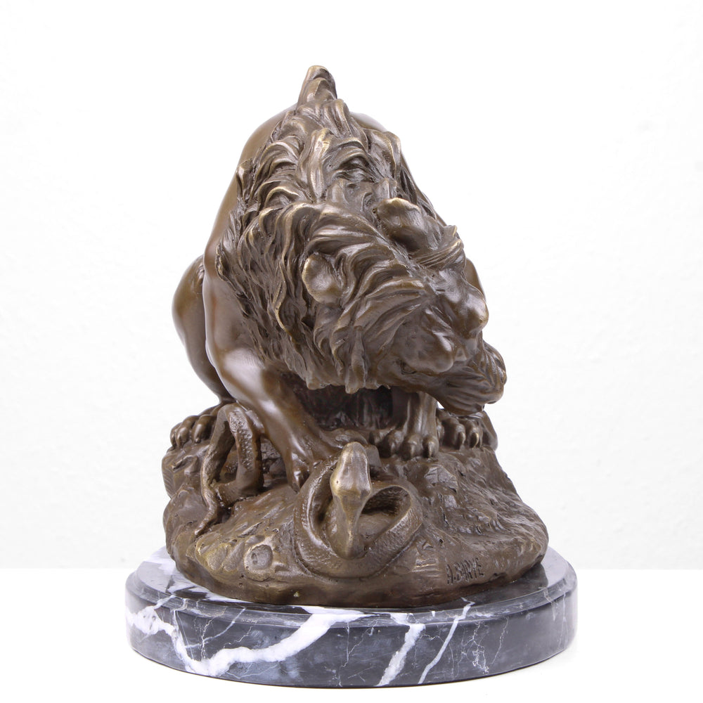 Löwe mit Schlange Statue (Antoine-Louis Barye, Bronze, Wachsguss)