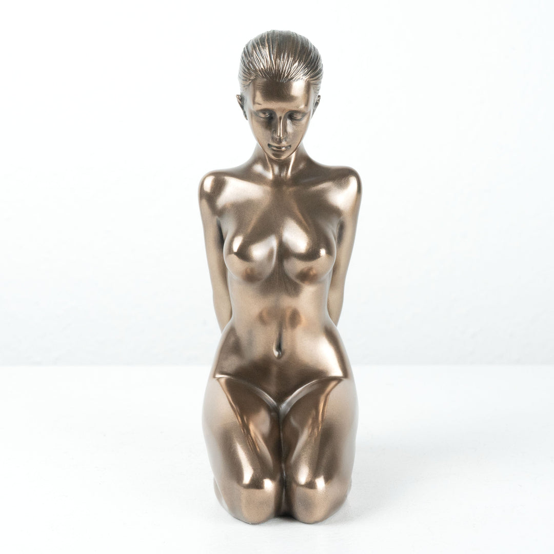 Nackte Frau Statue Unterwuerfig Kniend (Erotische Kaltguss-Bronze Skulptur)