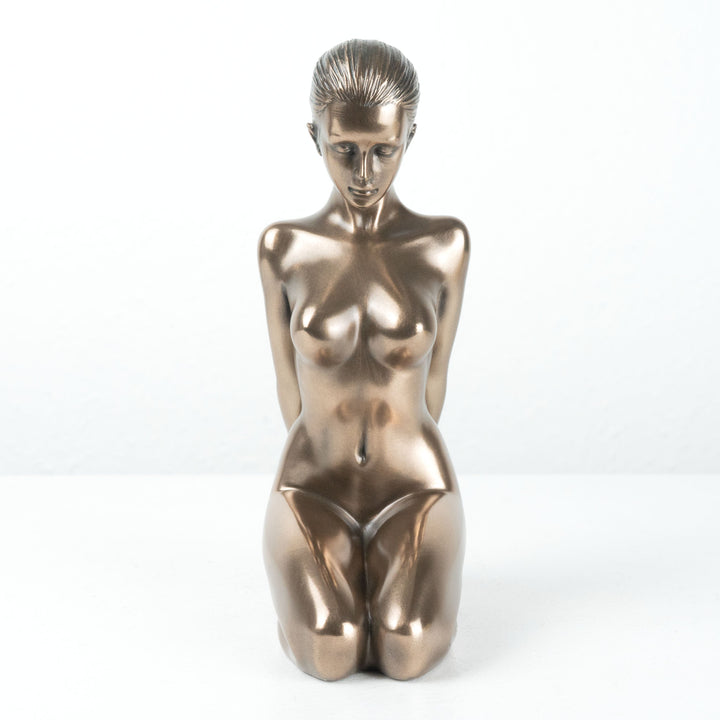 Nackte Frau Statue Unterwuerfig Kniend (Erotische Kaltguss-Bronze Skulptur)