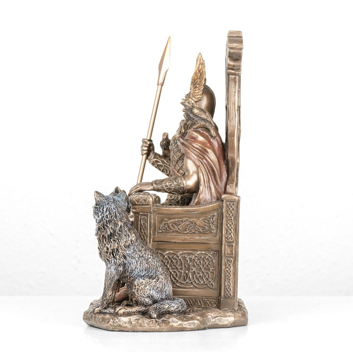 Odin auf seinem Thron Statue — Allvater der nordischen Götter (Kaltgussbronze-Skulptur)