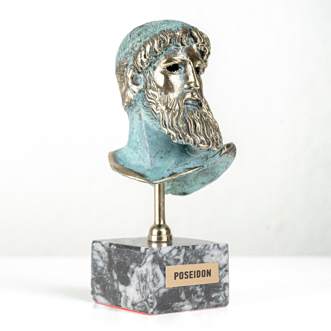 Poseidon Buste – Gott des Meeres (Messing Skulptur)