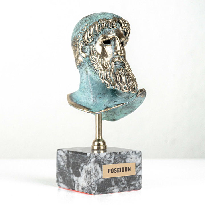 Poseidon Buste – Gott des Meeres (Messing Skulptur)