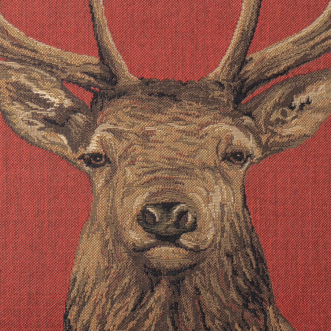 Gobelin-Kissen mit Hirschmotiv (Rot)
