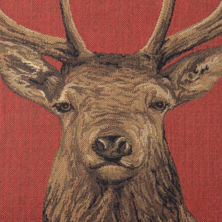 Gobelin-Kissen mit Hirschmotiv (Rot)