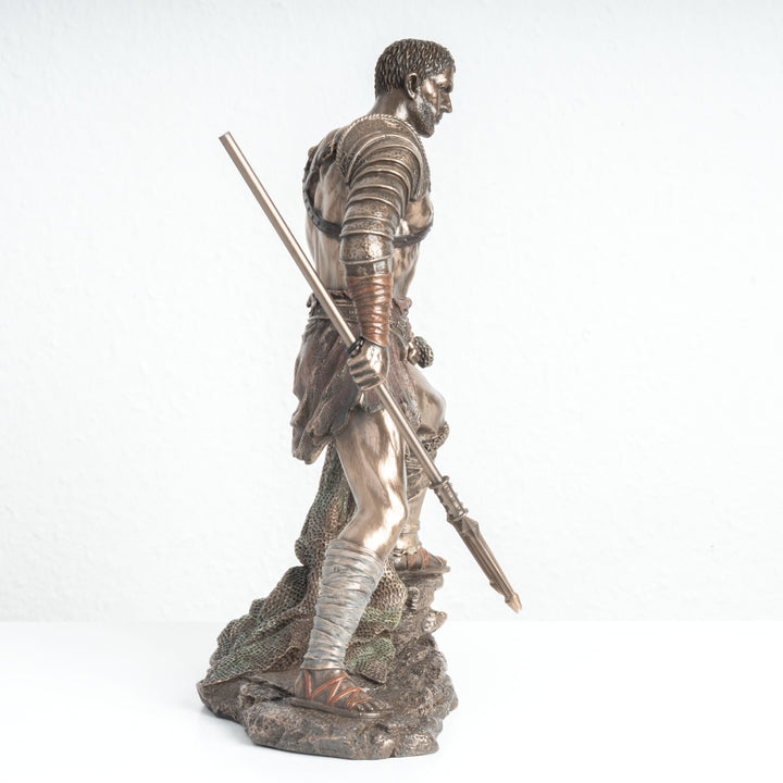 Retiarius Gladiator Statue – Meister von Netz und Dreizack (Bronzierte Skulptur aus Kunstharz)