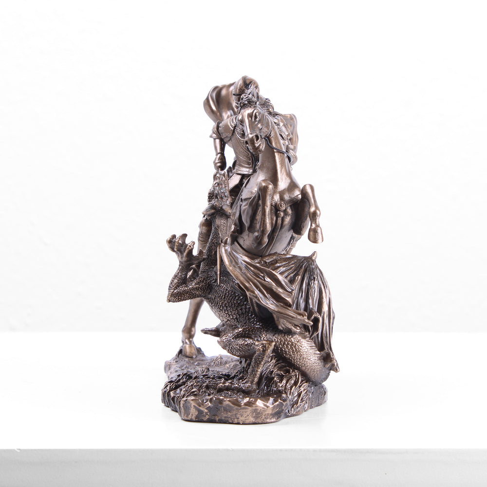 Heiliger Georg besiegt den Drachen (Kleine Kaltguss-Bronze Skulptur)