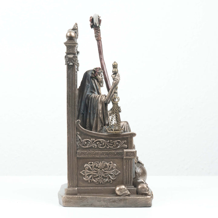 Santa Muerte Statue mit Sense und Waage (Kaltguss-Bronze Skulptur)