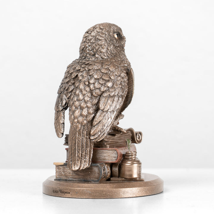 Gelehrte Eule auf Büchern (Kaltgussbronze-Skulptur)