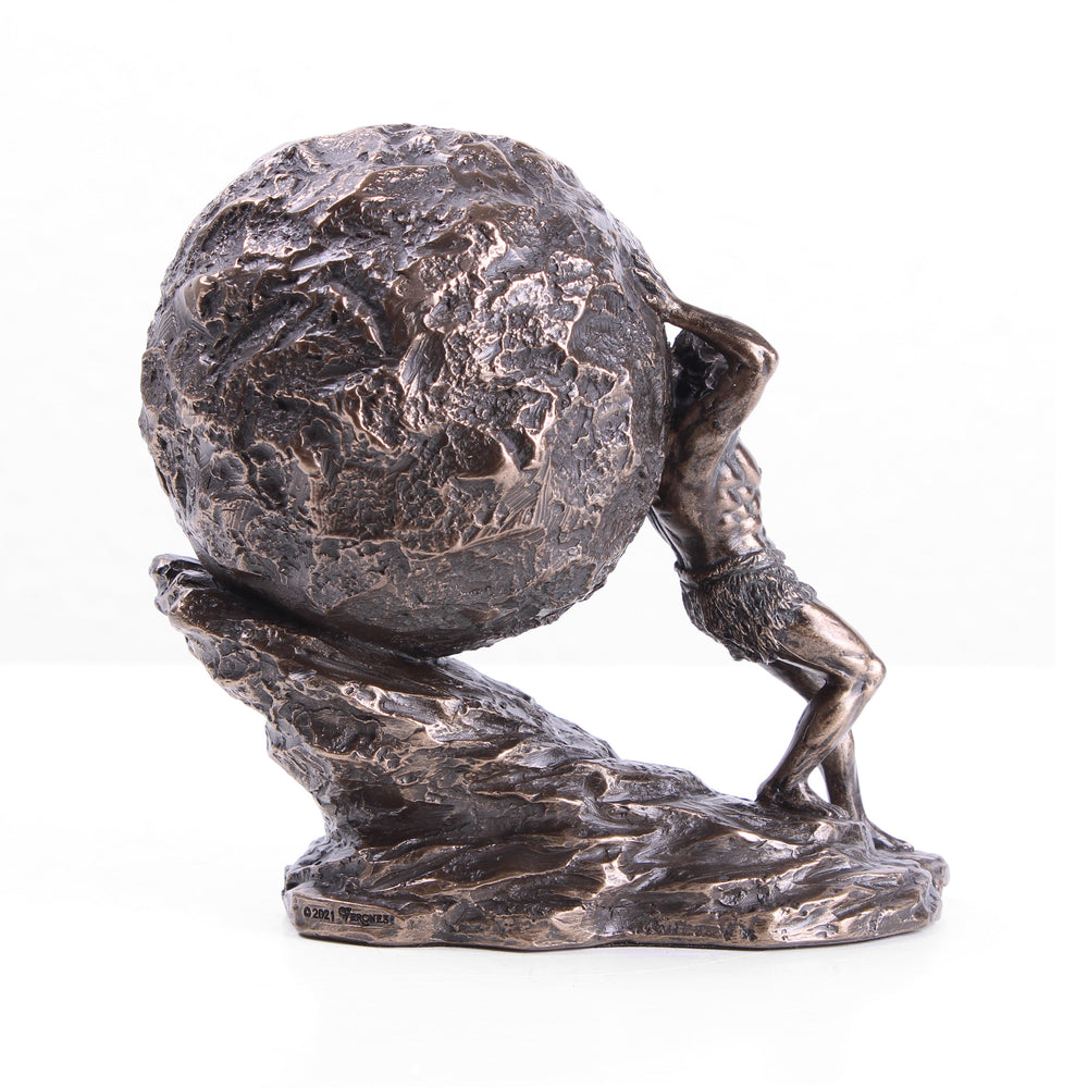 Sisyphus Statue mit dem Ewigen Felsen (Kaltguss-Bronze Skulptur)