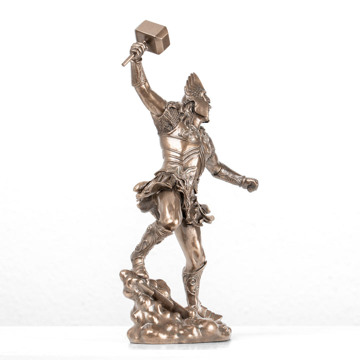 Thor Statue — Nordischer Donnergott mit Mjölnir (Kaltgussbronze-Skulptur)