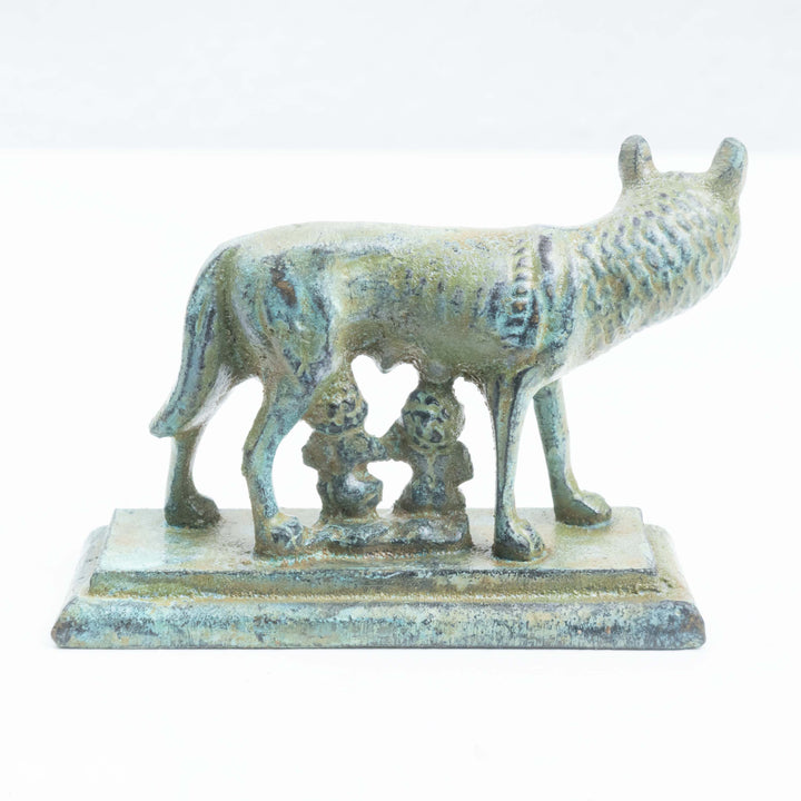 Kleine Römische Wölfin Figur (Bronze) – Kapitolinische Statue von Romulus