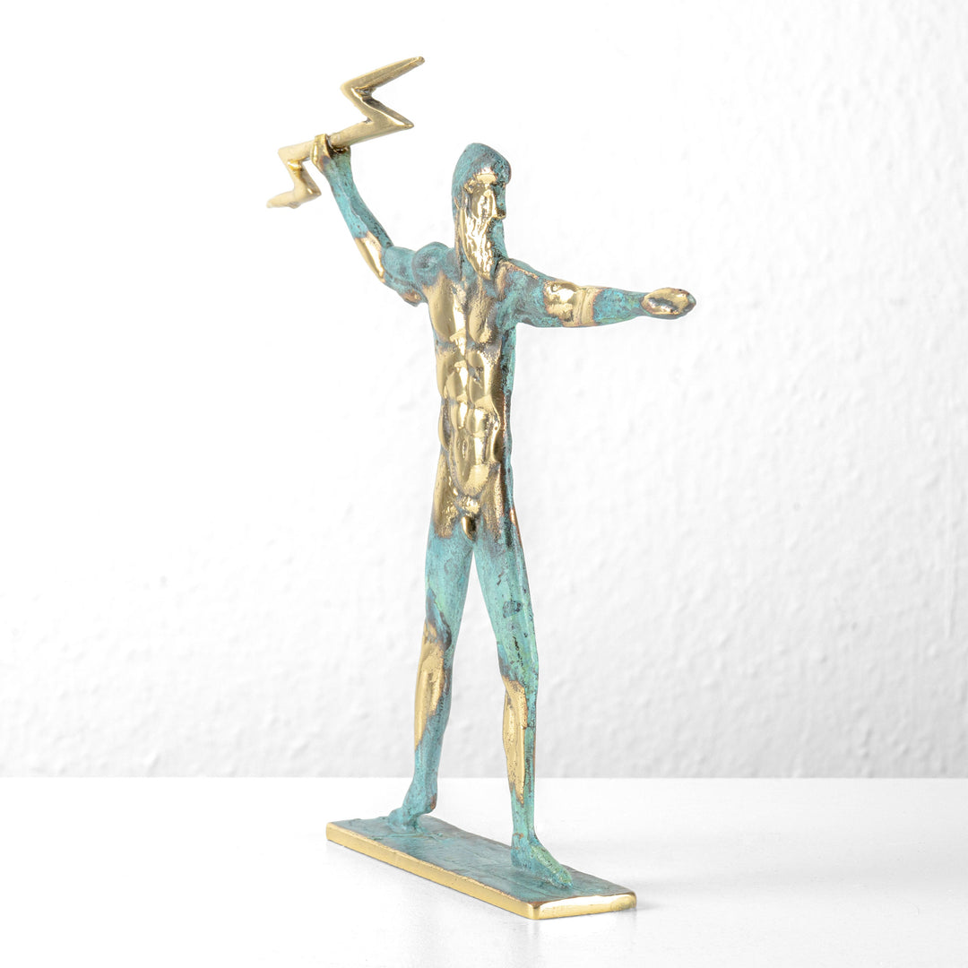 Zeus Statue — Griechischer Gott des Himmels mit Blitz (Messingskulptur)