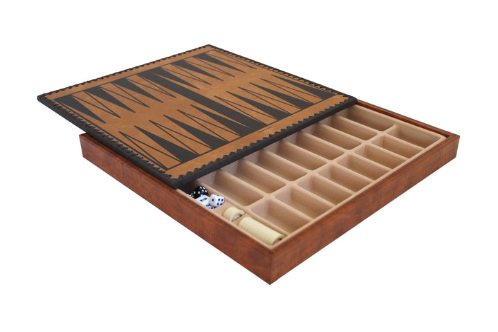Schachbrett aus Kunstleder mit Damespiel und Backgammon