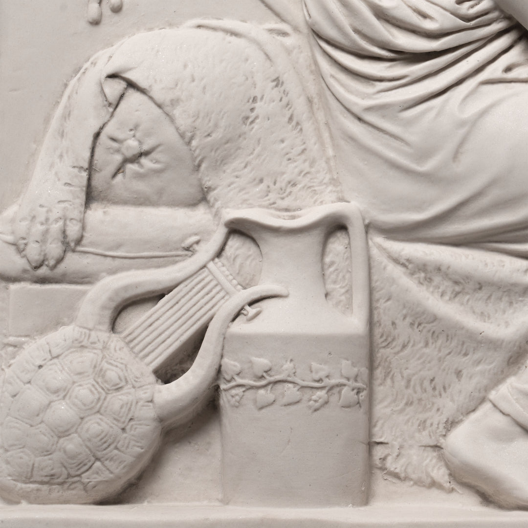 Relief Amor wird von Anakreon empfangen