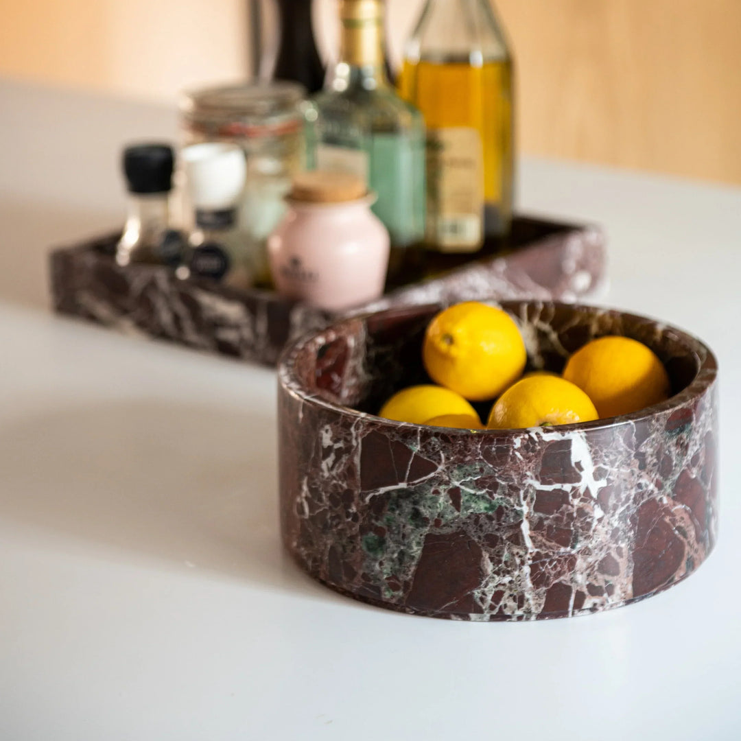 Rote Marmor Obstschale