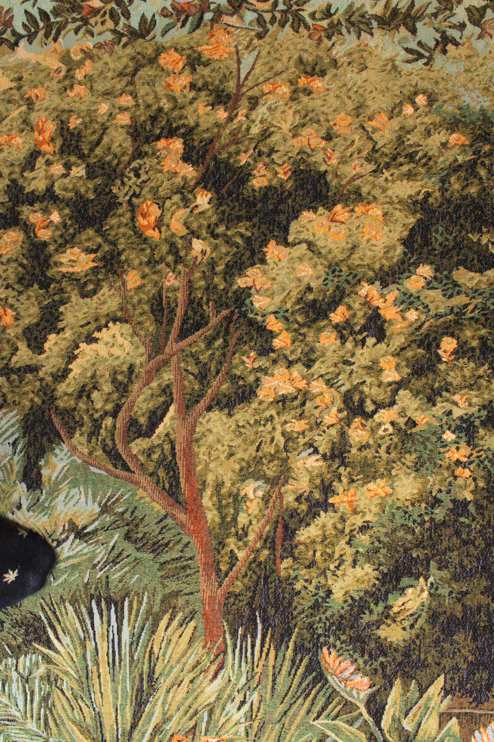 Grüner Gobelin Wandteppich – Malmaison Pflanzenmotiv (Jacquard gewebt)