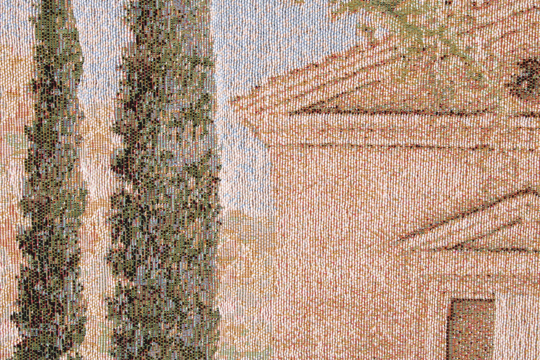Beiger Gobelin Wandteppich – Landschaft der Provence (Jacquard gewebt)
