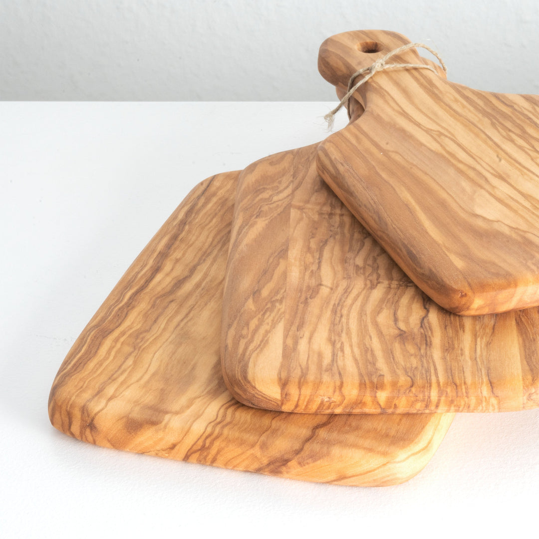 Handgefertigtes Olivenholz-Schneidebrett-Set – Geschenkset (3-teilig)
