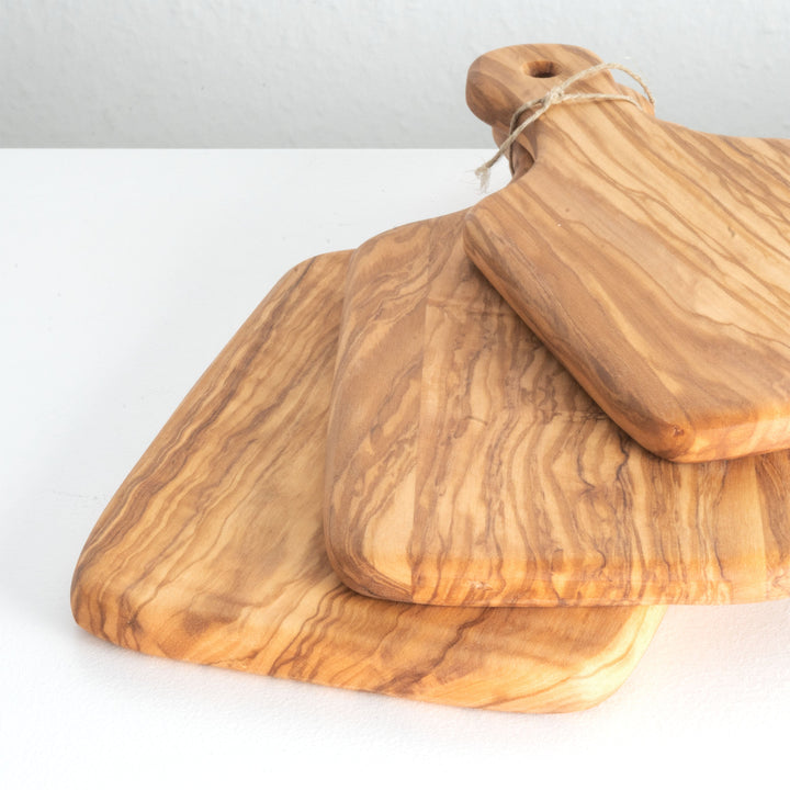 Handgefertigtes Olivenholz-Schneidebrett-Set – Geschenkset (3-teilig)