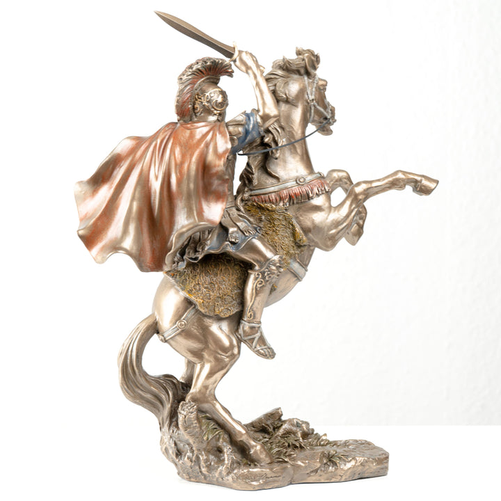 Alexander der Große auf Pferd (Bronzierte Skulptur aus Kunstharz)